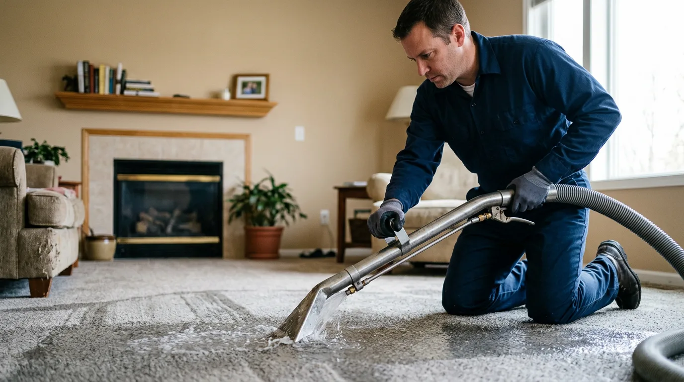 Water damage restoration technician working near Calumet, MI